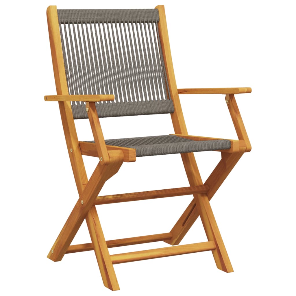 Vidaxl 3-Cz. Bistro Furniture Set, Grey Polypropylene and Wood