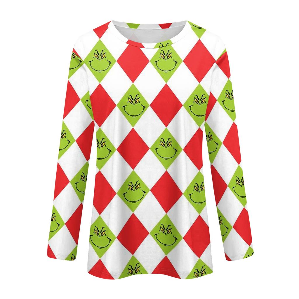 Women's Fashion Casual Long Sleeve Crewneck Graphic Print Top for Everyday Casual Wear