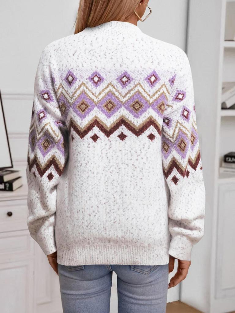 Women's Autumn/Winter 2025 Snowflake Half-High Collar Knit Sweater - European & American Style