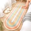 Long Strip Living Room Floor Mat Plush Oval Bedroom Rug Cartoon Pattern Bedside Carpet Girl