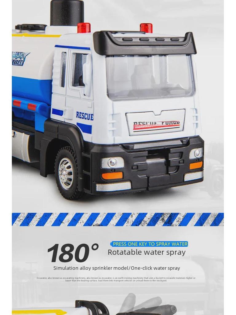 Large Sprinkler Truck Toy: Engineering Pull-Back Water Spray Vehicle for Kids