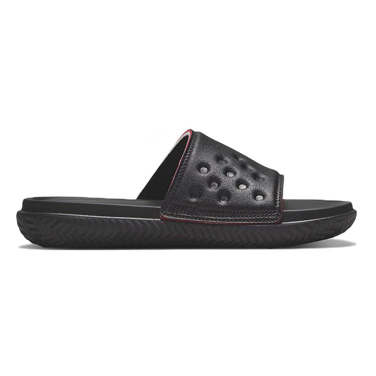 Jordan Play Leather Quiet Kids' Slippers Black White Red DN3596-060