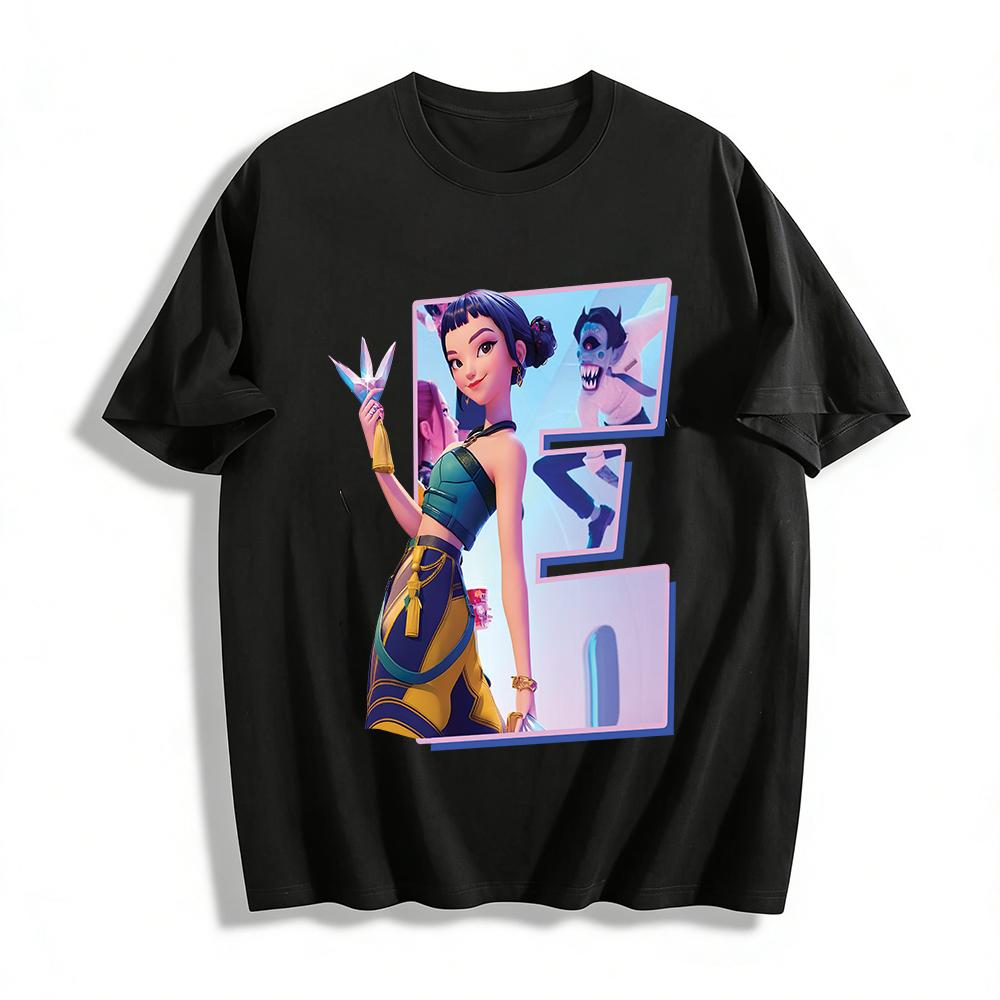 

Trendy Chinese Style Fantasy Character Print Top Unisex Casual Loose Short Sleeve Tee Pure cotton T-shirt XXS