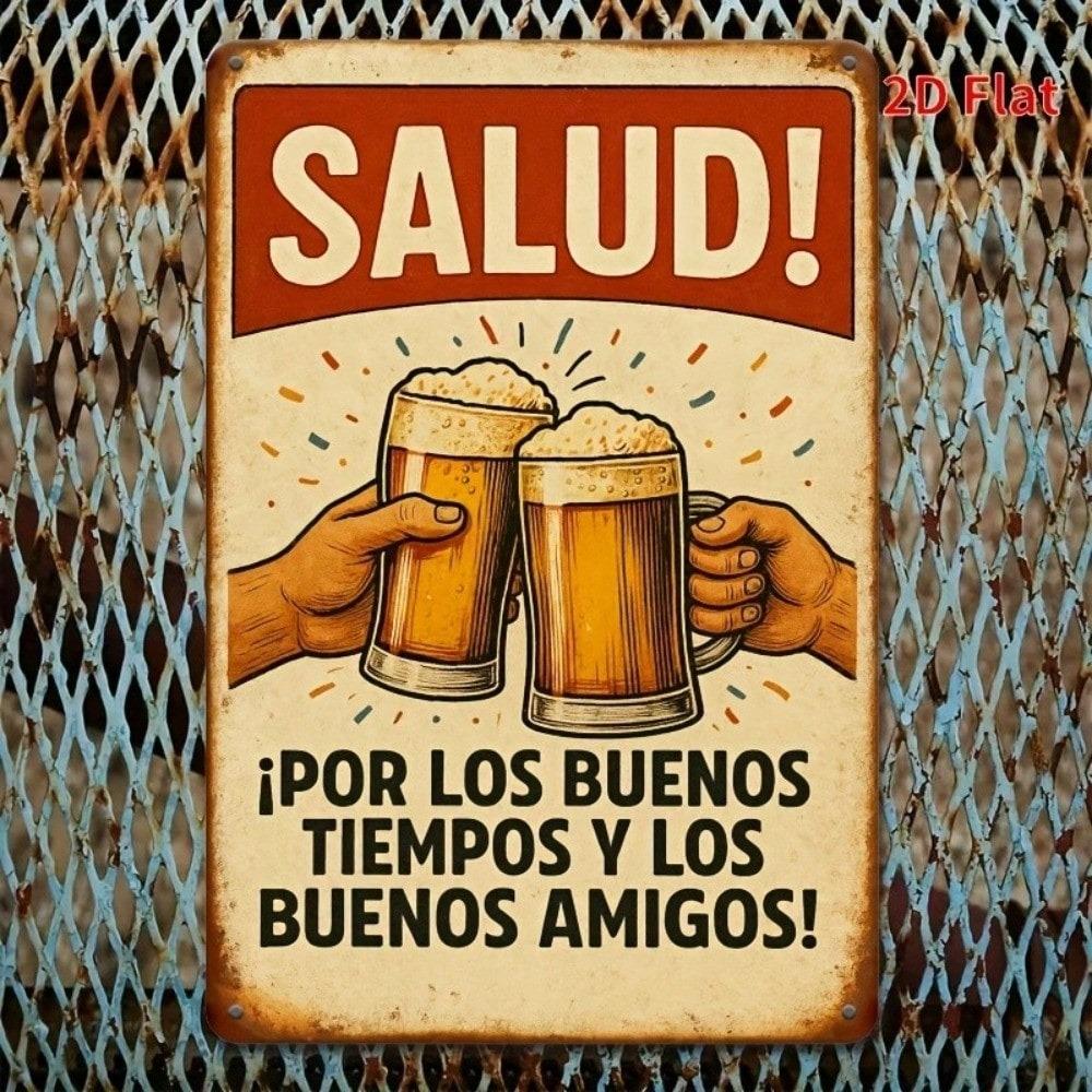 Vintage Spanish Tin Wall Art 8x12 Inch Retro Metal Sign Bar Cafe Pub Decor