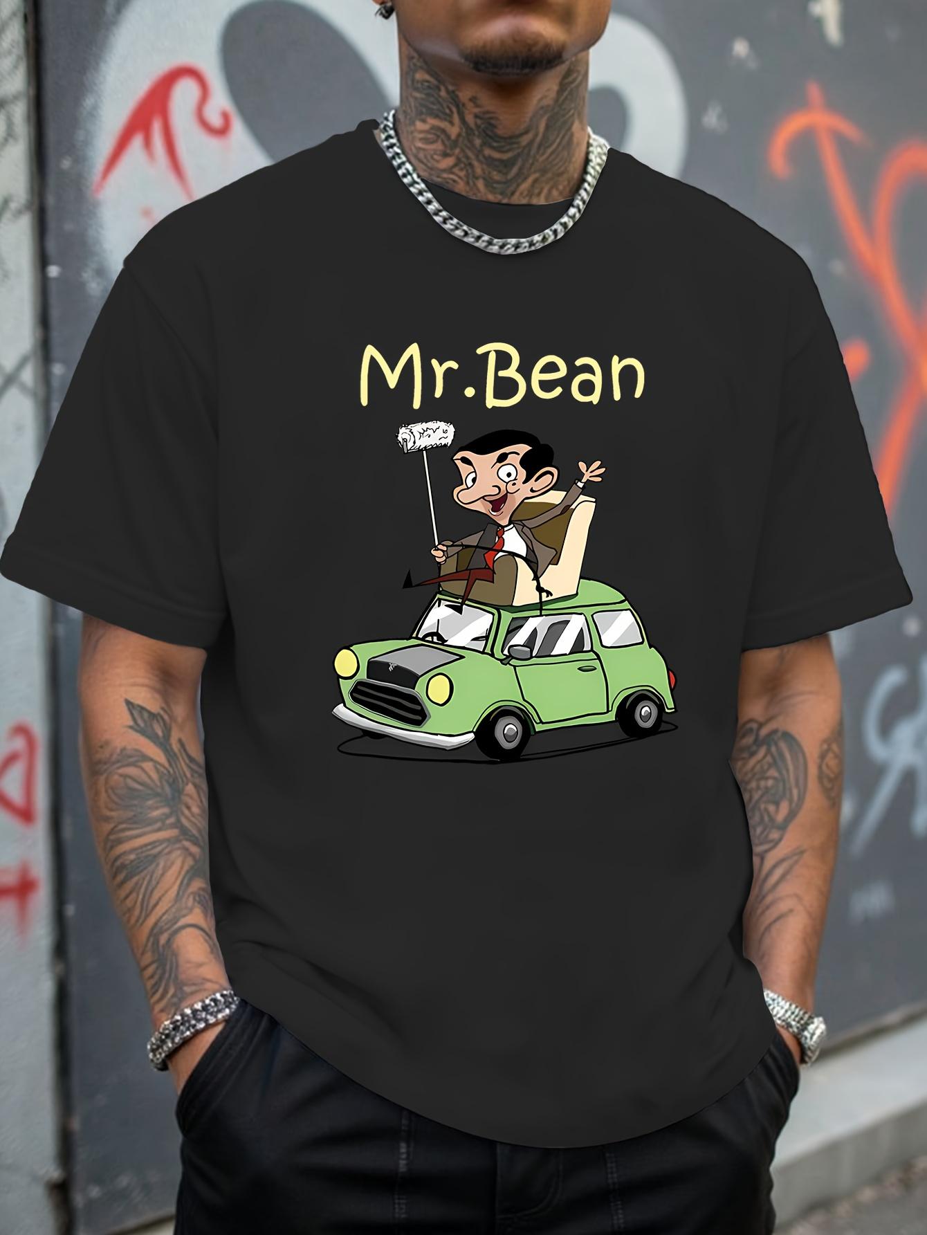Mr. Bean Printed Driving Shirt for Men- Casual Short Sleeve T-Shirt with Cartoon Graphic L
