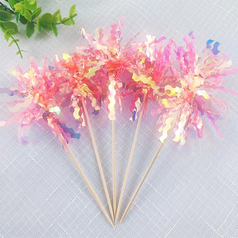 Korean-Style Colorful Rain Silk Tassel Sequin Cake Decoration Ornaments