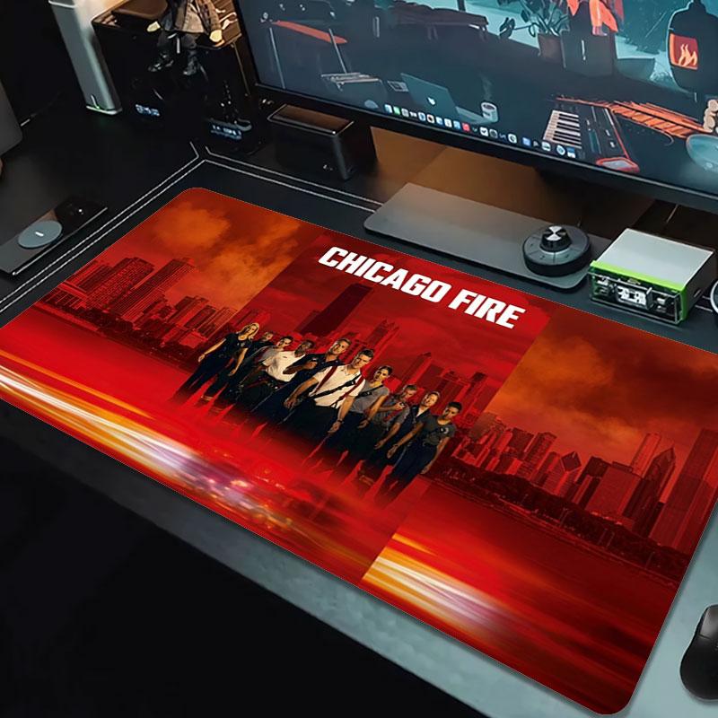 Chicago Fire Large Size Mouse Pad Large Gaming Table Cushion Nonslip Laptop Tablet Big Mousepad Xxl Mat Mini Pc Playmat With Lock Edge