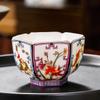 Hexagonal Dehua Enamel Porcelain Tea Cup - Large Kung Fu Ceramic Tea Tasting Cup