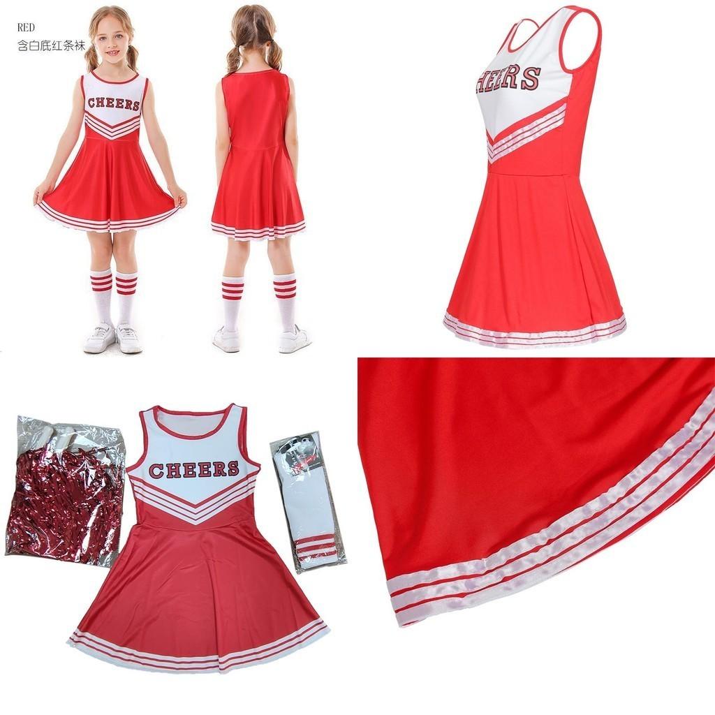 Fashionable Cheerleader Costume With Thick Socks And Hand Flowers Xs To Xl Sizes