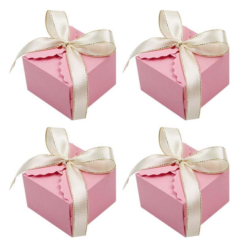 European Candy Box, Five-Color Bow Square Wavy Candy Box, Wedding Gift Packaging Box.