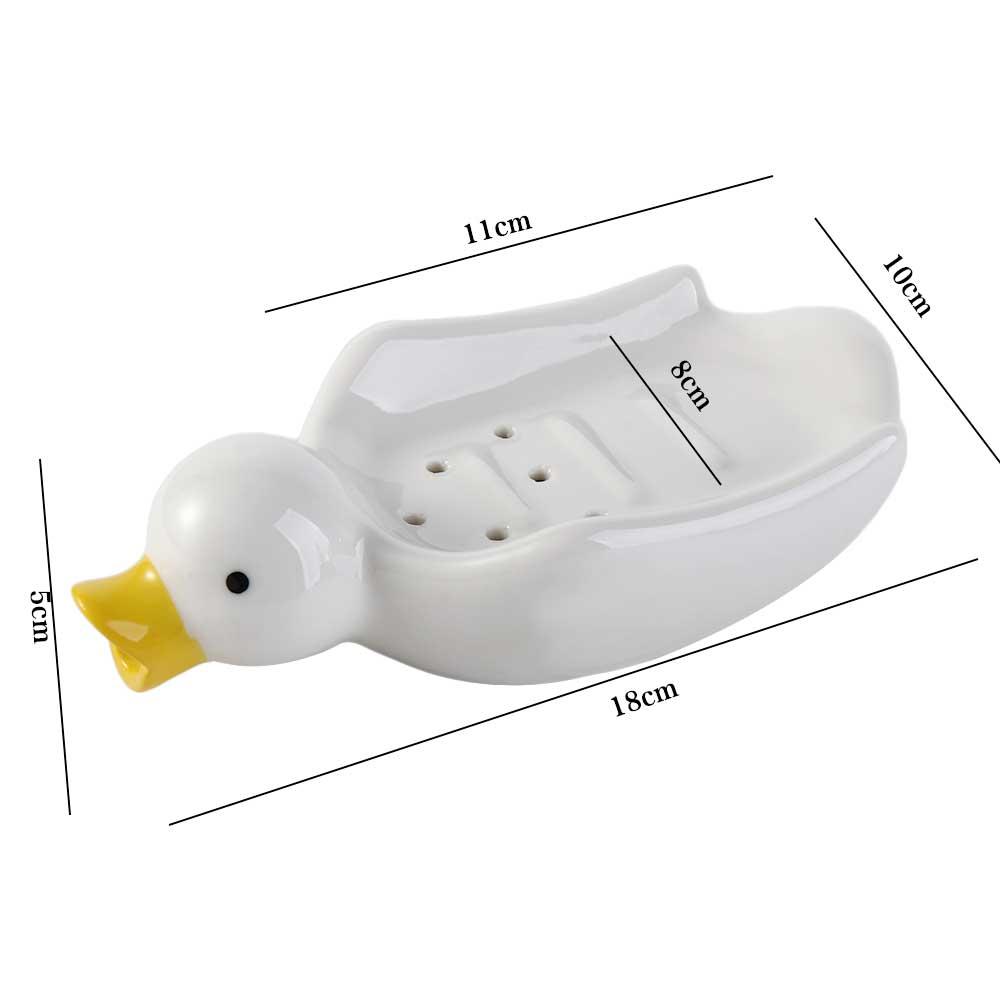 Self Draining Soap Dish Ceramic Duck Shape Soap Rack Cute   Toilet
