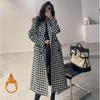 Cappotto in Lana da Donna Autunno Inverno Cappotto Doppio Petto da Donna Cappotto in Lana di Media Lunghezza Pied de Poule Coreano Giacca Invernale da Donna