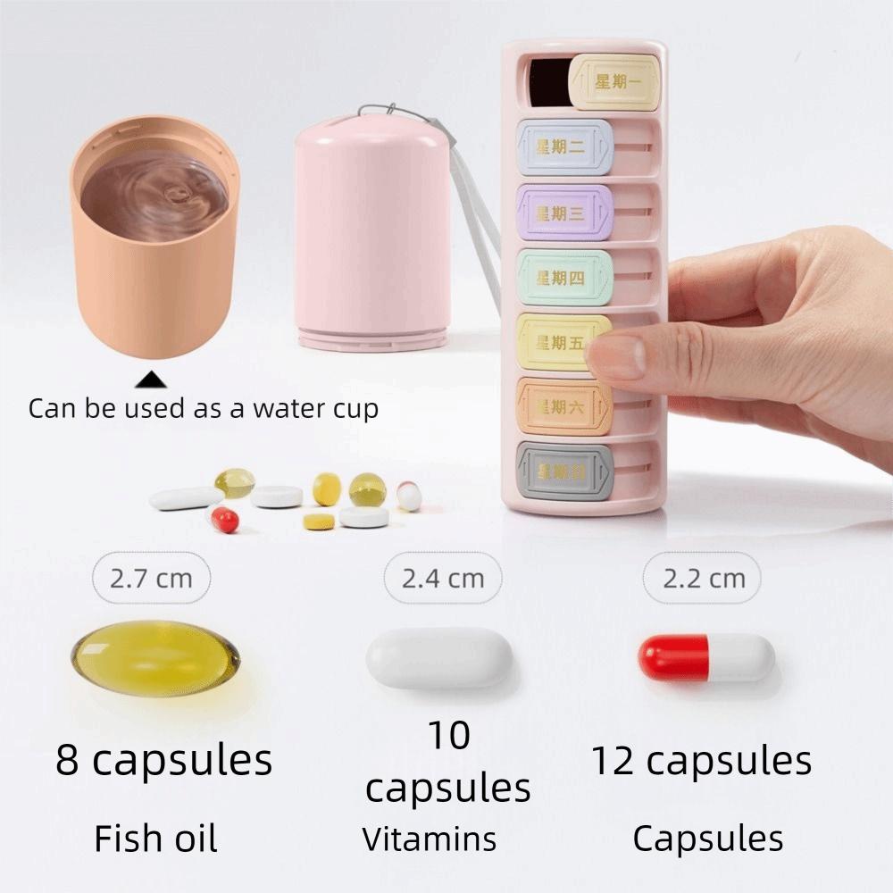 Waterproof 7 Grids Pill Case Plastic Medicine Box Lightweight Weekly Pill Box  for Home