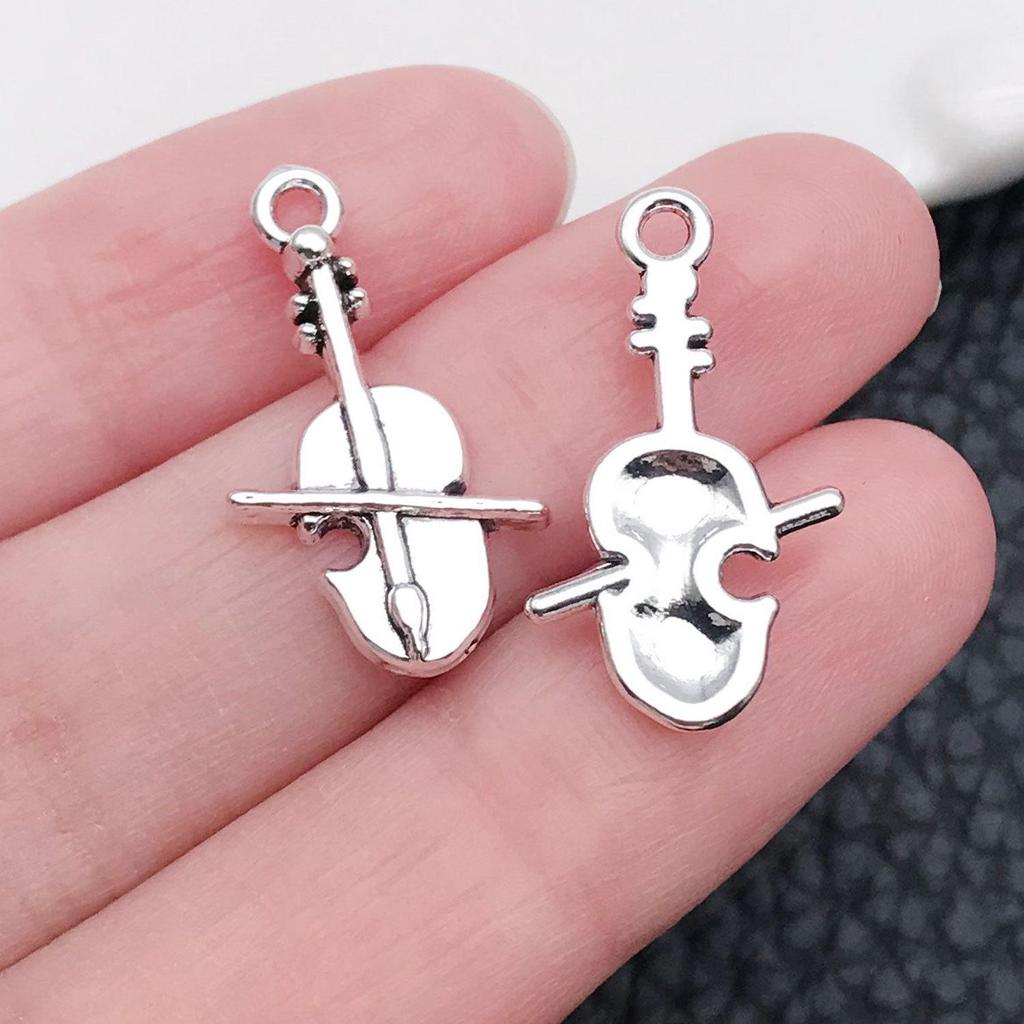 Mixed 30-Piece Musical Instrument Alloy Pendant Set with Guitar, Notes, and Mini Music Jewelry Accessories