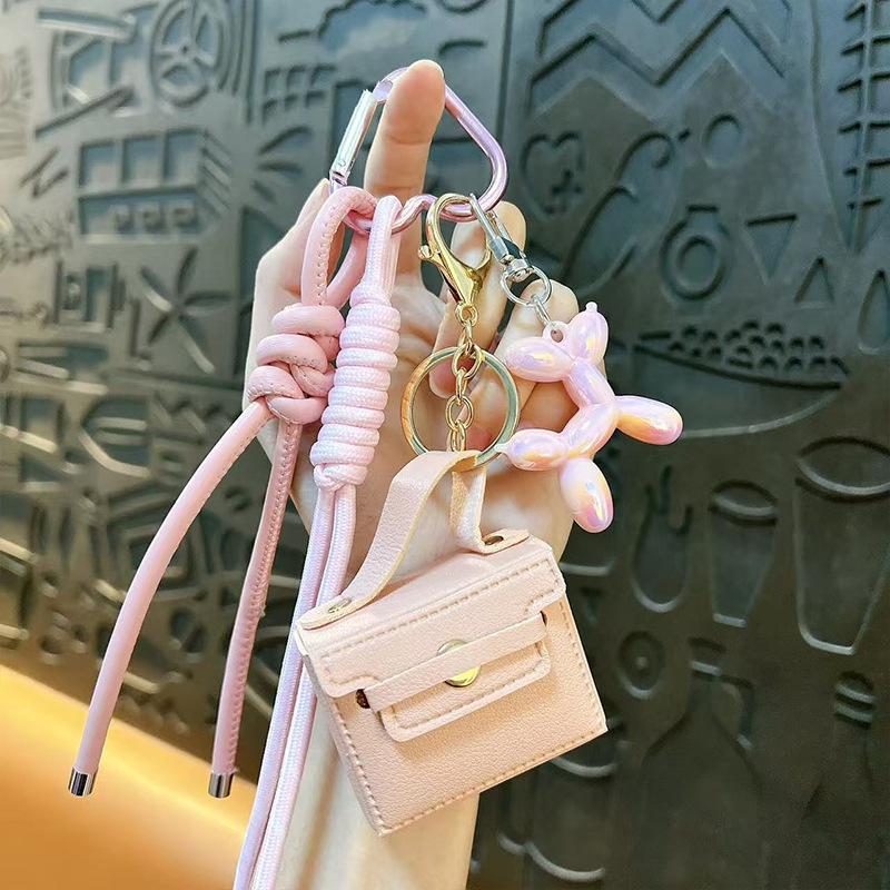 Cross-border miu leather small square bag creative gift change bag keychain earphone bag key chain bag pendant