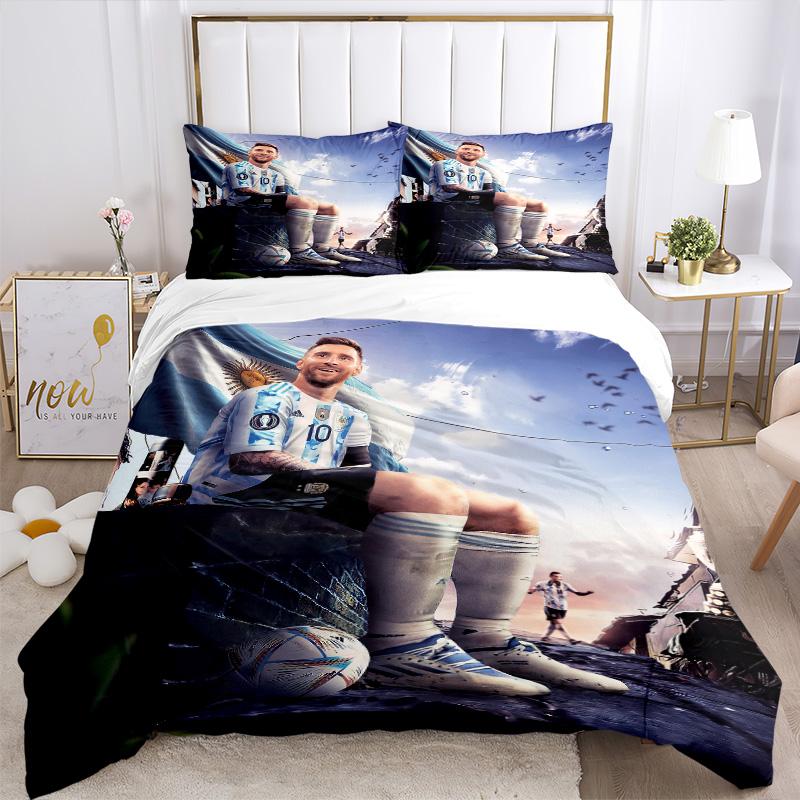 Argentina'S Messi Celebration Print 3Pcs Bedding Setduvet Cover With 2 Bedropillowcase Home Birthday Gift