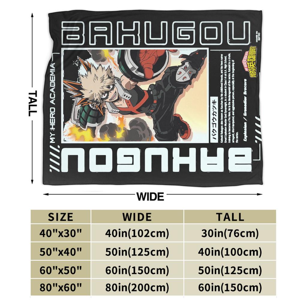 Katsuki Bakugou My Hero Academia Blanket Plush Novelty Warm Throw Blankets for Bedding Lounge Winter,