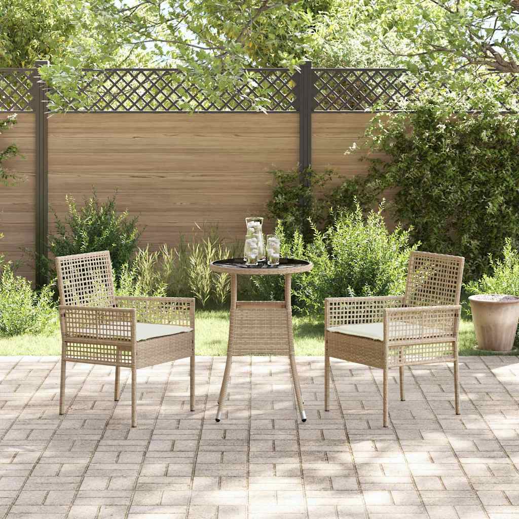 Garden Dining Set 3 pcs Beige Poly Rattan