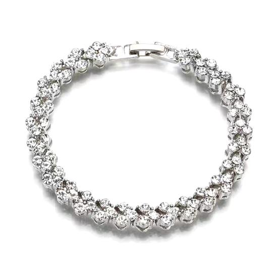 Женский браслет Сердце Искусственный кристалл Модный Блестящий Все сочетающийся Браслет Подарок для девочек серебряный