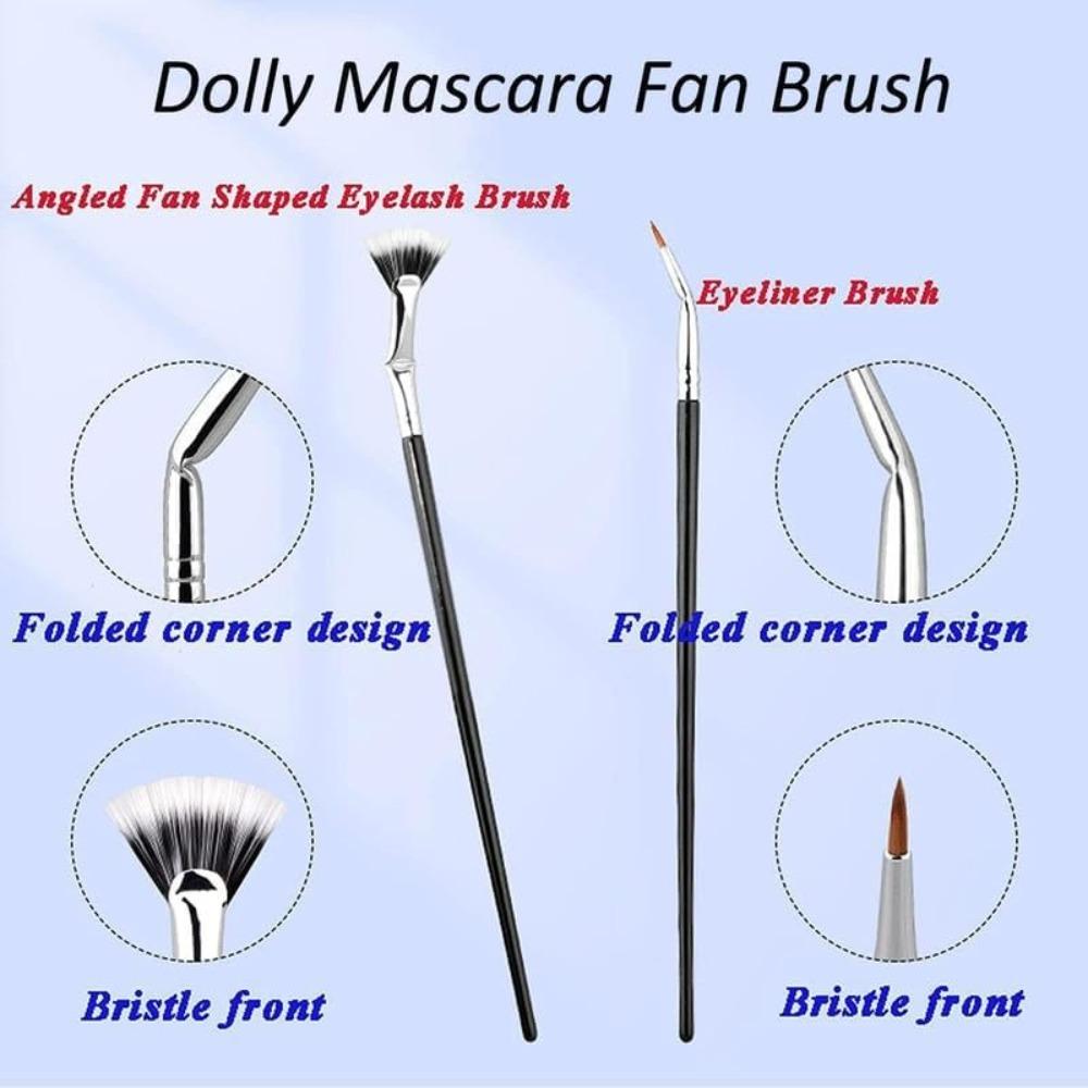 Foldable Angle Fan-shaped Mascara Brush, Upgraded Mascara Brush and Eyelash Comb, Eyelash Separating Tool, Fan-shaped Mascara Brush (set of 2)