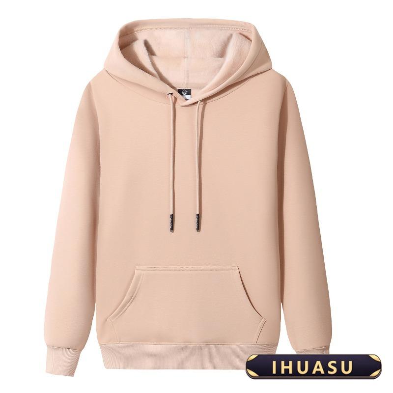 IHUASU Men's Fashion Casual Solid Color Print Autumn Winter Hoodie Elegant