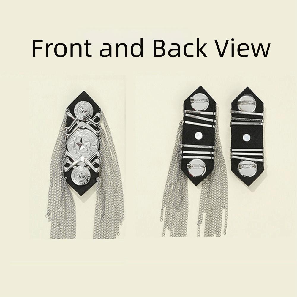 Metal Shoulder Board Badges Tassel Chain Fringed Epaulet Decoration Vintage Brooch Pin For Jacket