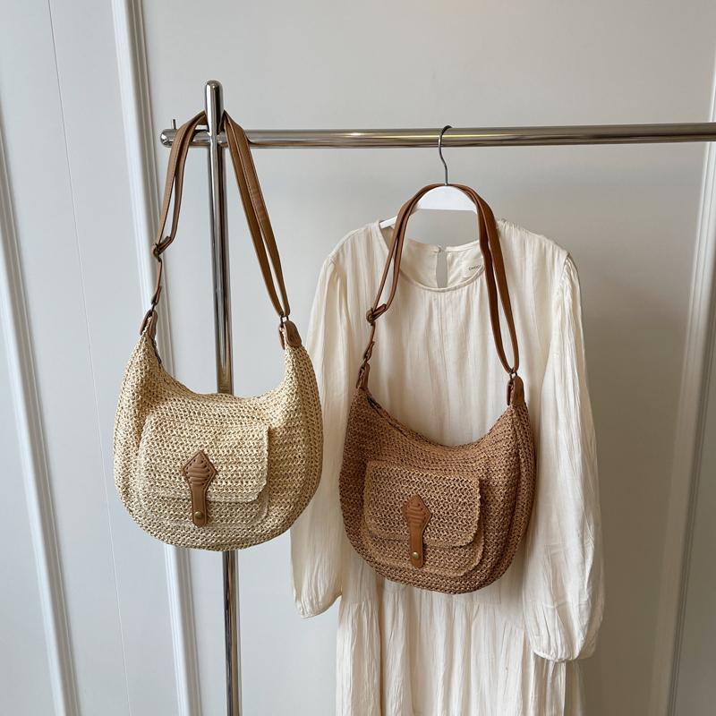 Casual Straw Crossbody Bags Simple High Quality Versatile Fashion Grace Shoulder Bags for Women 2024 Commute Vacation Hot Sale