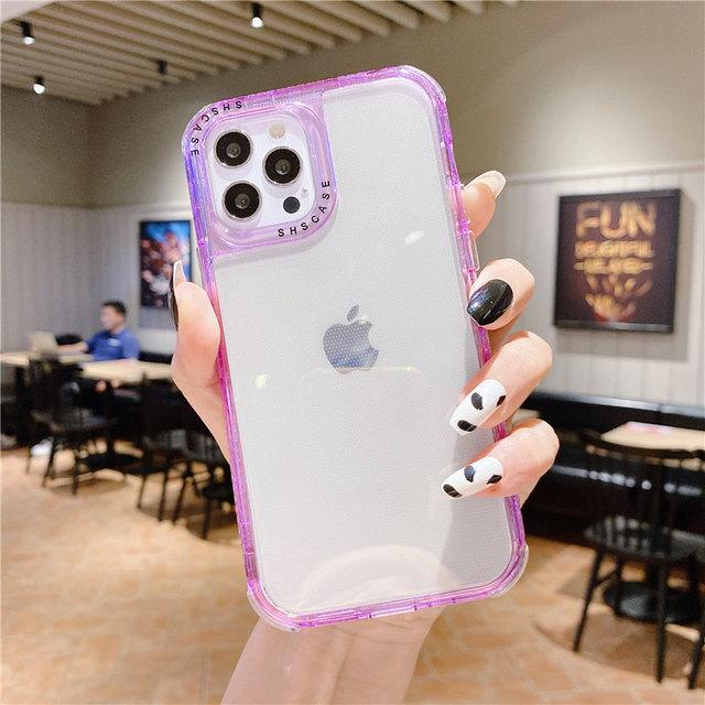 Shockproof Frame Transparent Phone Case For Iphone 14 13 11 12 Pro Max Xs X Xr Max 14plus Candy Color Clear Soft Tpu Back Cover