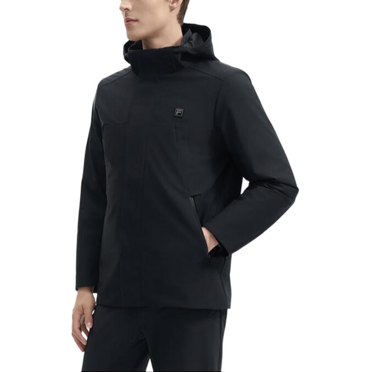 FILA White Solid Color Comfortable Soft Skin-Friendly Warm Three-In-One Down Jacket Men Jacket Black F11M443505F-BK