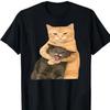 Men's Funny Cat-themed T-Shirt Featuring a Playful Orange and Black Cat Design Summer Men's and Women's T-shirt Top