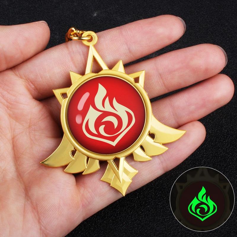 Anime Genshin Impact God"s Eye Paimon Diluc Metal Keychain  Bag Pendant Gift