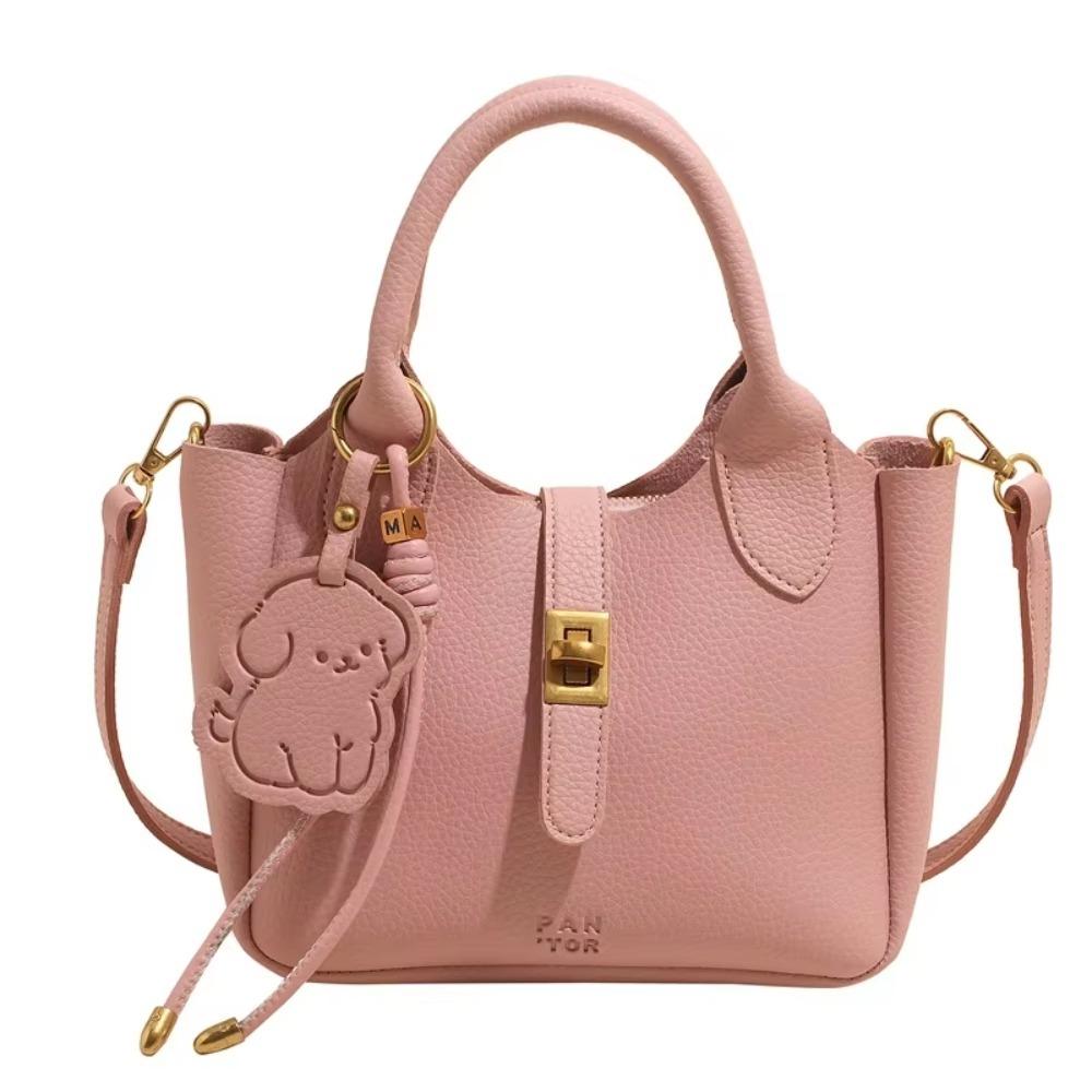 Chic Slant Cross Bucket Bag Cute Women's Tote Bag Korean PU Leather Shoulder Bag  Female