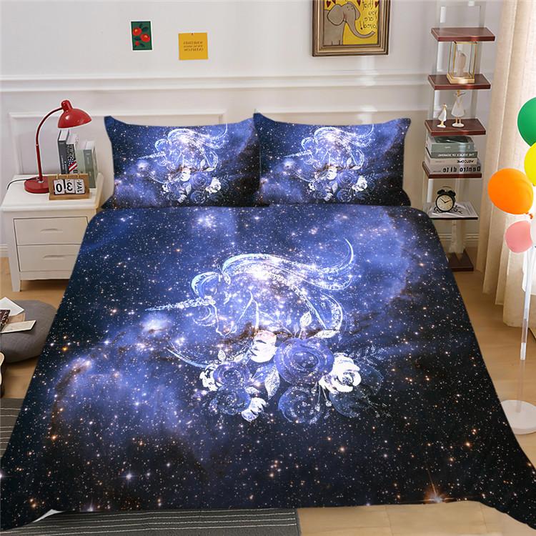 Shopify Starry Sky Animal Digital Printing Quilt Cover Pillowcase Three-Piece Set Polyester
