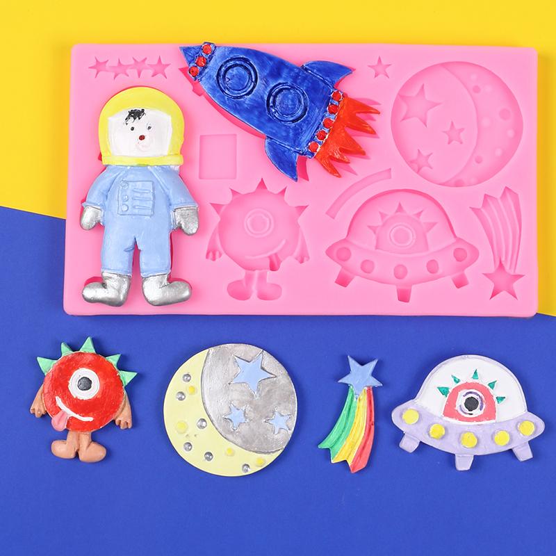 Astronaut Spaceship Silicone Mold Cake Decoration Cupcake Topper Fondant Chocolate Candy Gum Paste Polymer Clay Mold