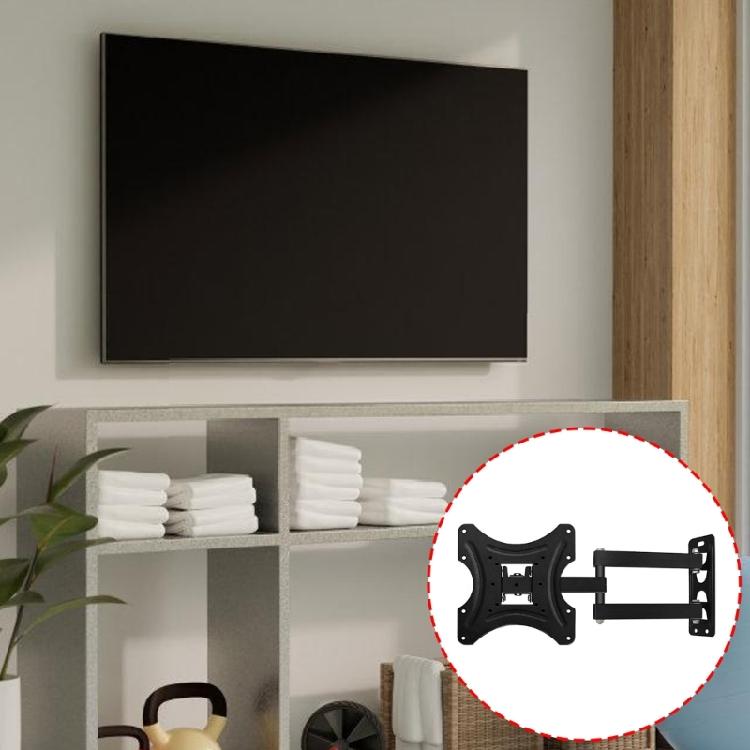 Heavy Duty Steel TV Wall Mount Holder with Adjustable Arm Tilt and Adjust for 26-55inch Flat Panel Displays Black