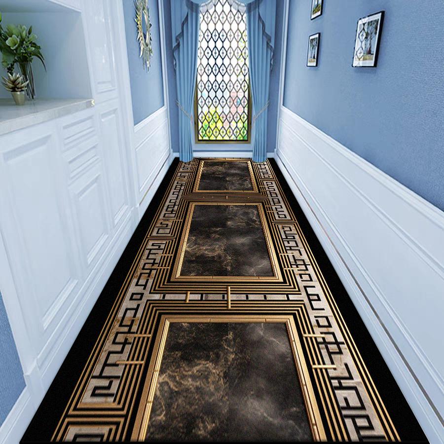 European Style Luxury Corridor Carpet Home Decoration Living Room Non-slip Runner Long Rug Hotel Stair Entryway Customizable Mat