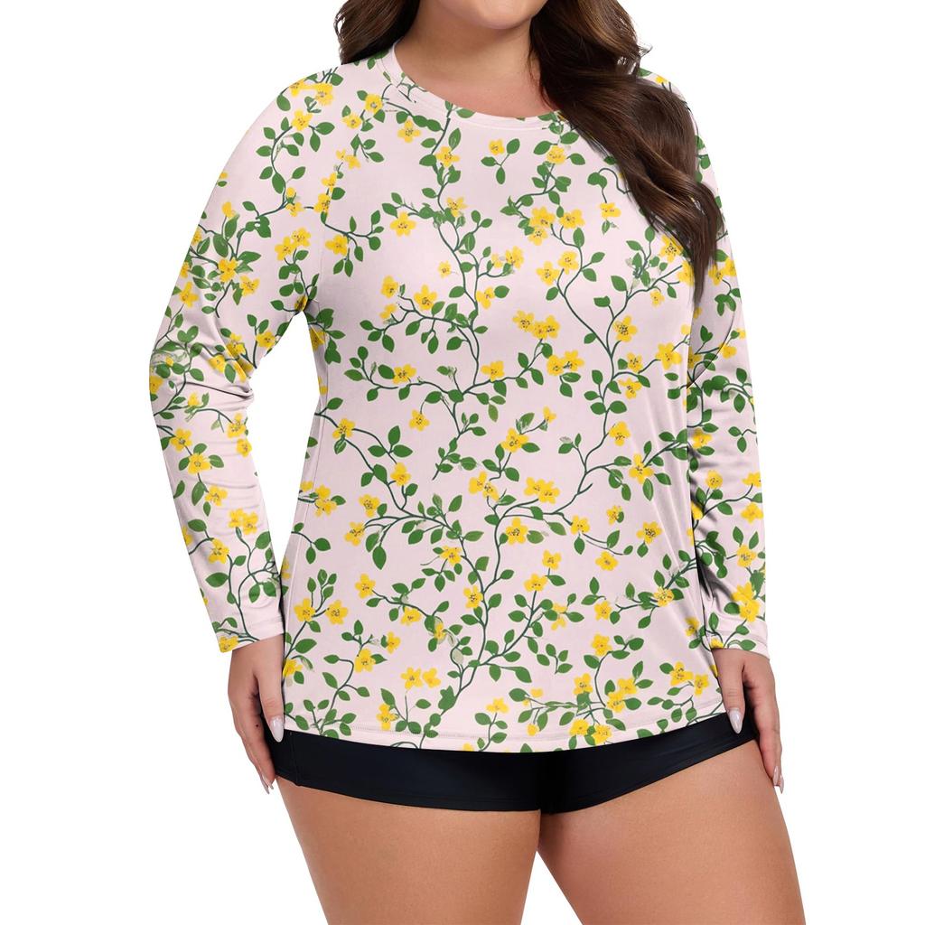 Women's Print Large Size Long Sleeve Swimsuit Sun  Jacket Quick Dry Hiking Top