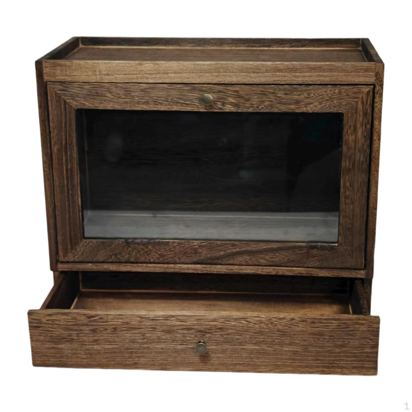 

Perfume Organizer Cosmetic Display Case Jewelry Storage Multipurpose Stylish with Drawer Solid Wood
