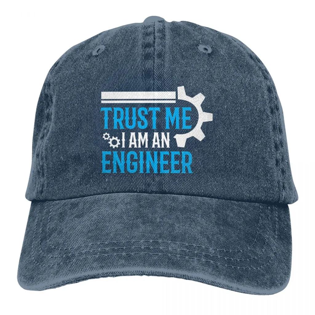 Trust Me I Am Engineer Baseball Cap Blue Logo Streetwear Unisex Men Washed Trucker Hat Breathable Design Running Cap