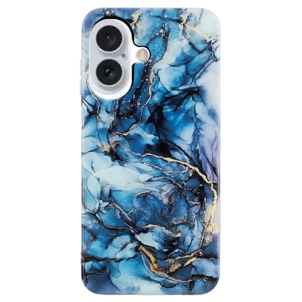 For iPhone 16 TPU Case Marble Pattern Print Protective Phone Cover