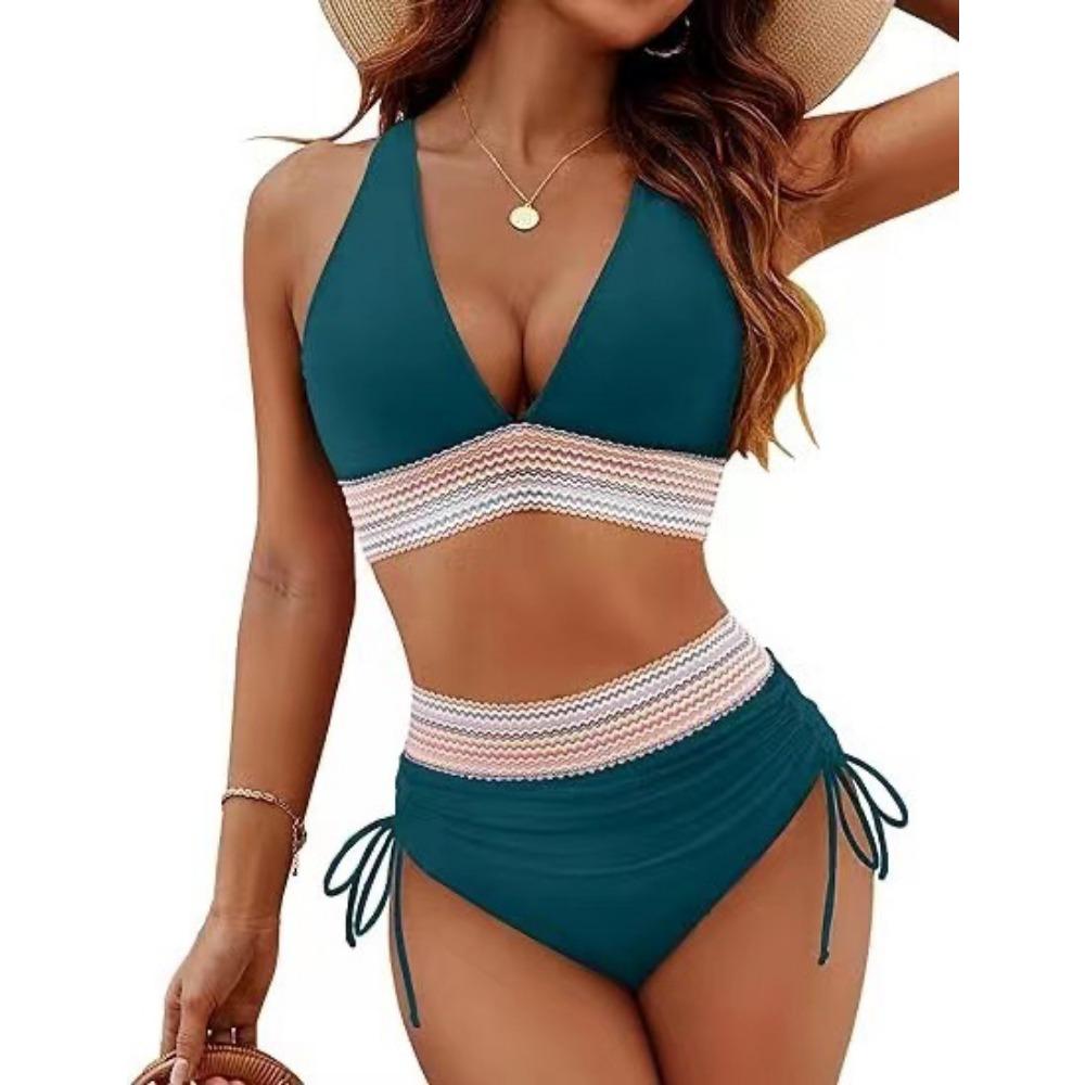 Women Bikini Sexy High Waist Bathing Suit V-Neck Beach Swimwear Female Summer Swimsuit