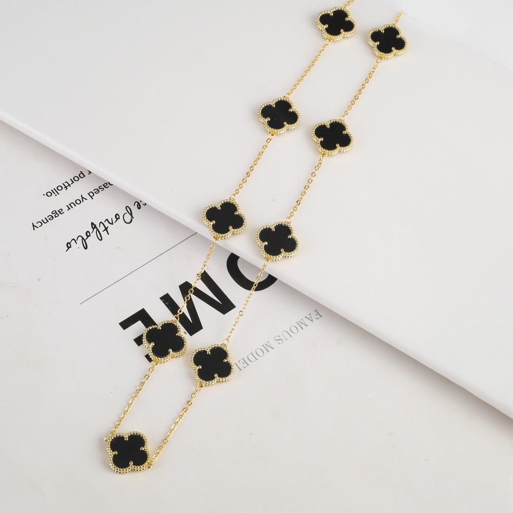 

10 Flowers New Arrival Natural Stone Shell Clavicle Chain Lucky Clover Pendant Necklace Women s Four-leaf Clover Necklace 10 flowers