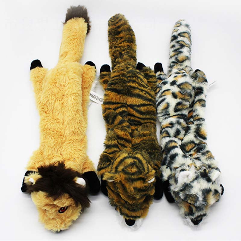 Plüsch-Haustier-Hund-Sound-Spielzeug Welpen Squeak Spielzeug Tiger Leopard Lion Sound Spielzeug Hund Plüsch Skinny keine Füllung Squeaky