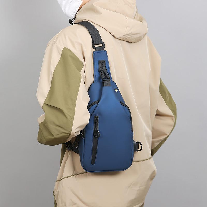 Men Bag Fashion New Solid Color Men Chest Bag Outdoor Casual Fashion One Shoulder Crossbody Bag USB Charging Shoulder Bags