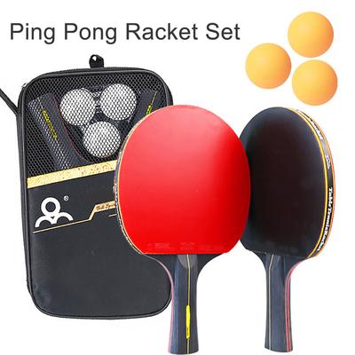 Tischtennisschläger 2 Professionelles Ping-Pong-Schläger-Set Noppen-in-Gummi Hochwertiges Schlägerpaddel mit 3 Tischtennisschlägern