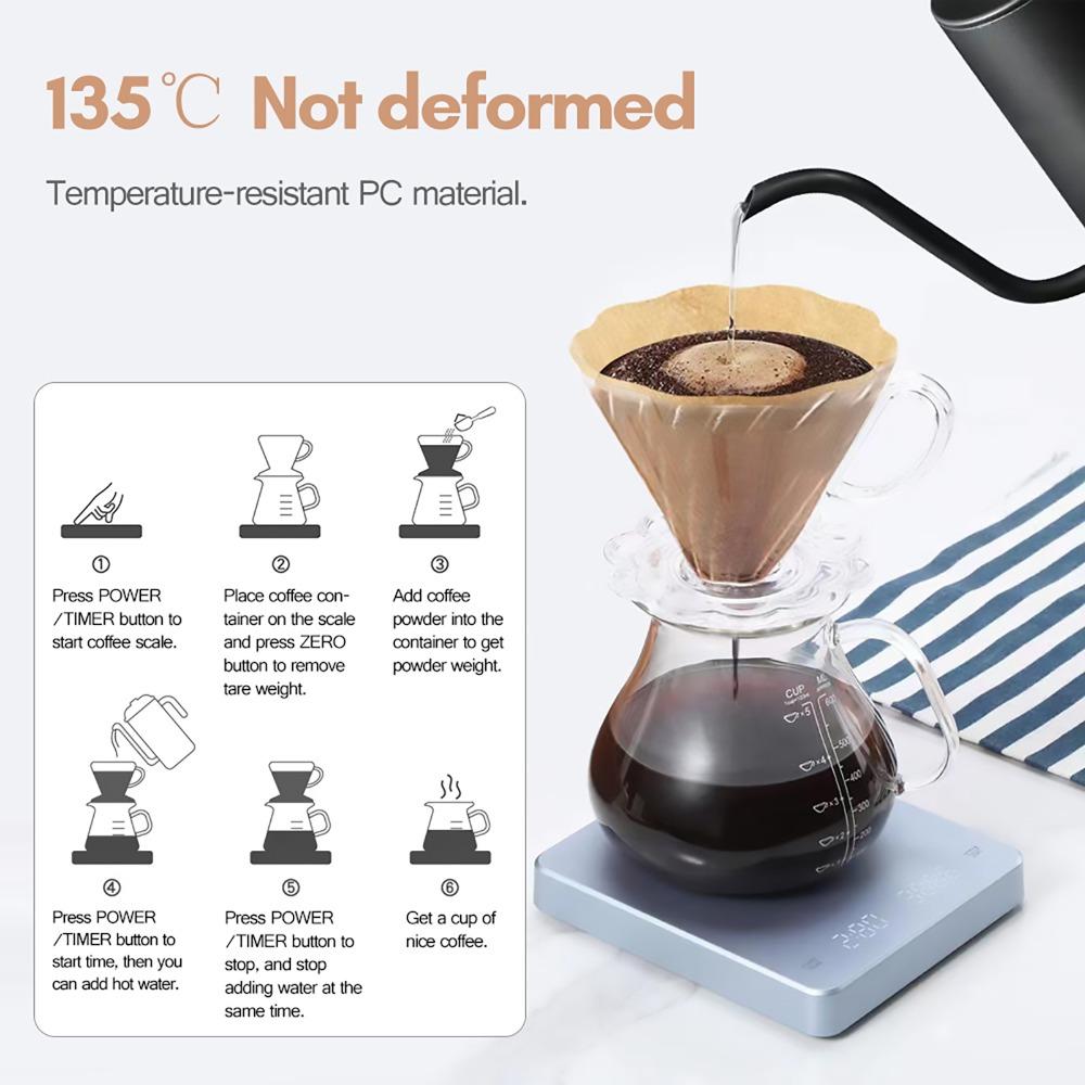 PC + ABS Digital Coffee Scale Built-In Battery Digital Kitchen Scale Cooking and Baking