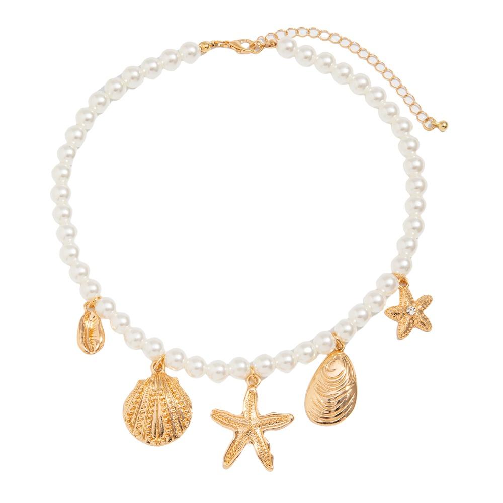 

Изысканное ожерелье из перламутровых ракушек, многослойное ожерелье в пляжном стиле, ожерелье из жемчуга, пляж Shell
