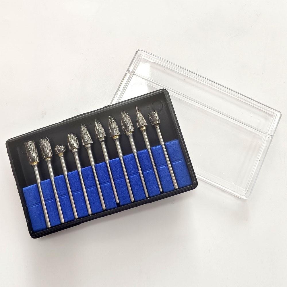 10pcs/set Precision Mini Tungsten Carbide Burr 6mm Shank Industrial Grade Grinding Head Hard Alloy Rotary File Metal Engraving