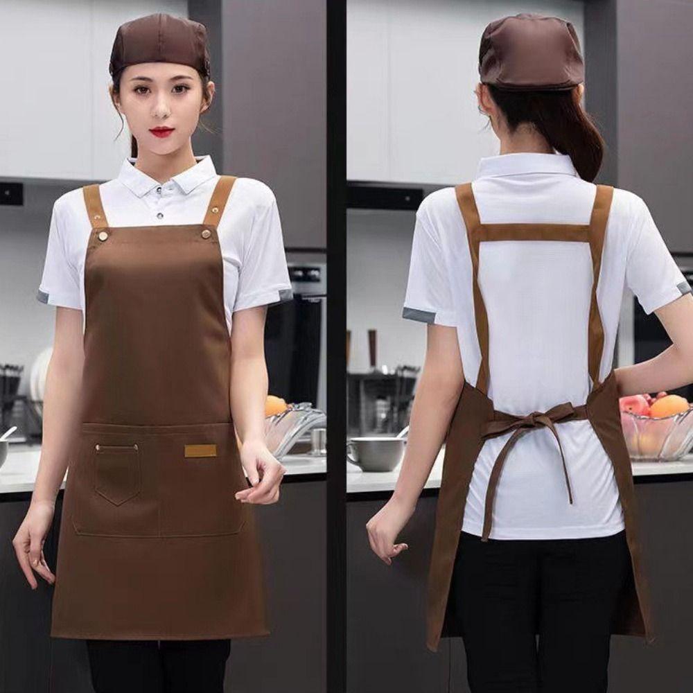 Solid Color Kitchen Apron Oil Resistant Cleaning Apron Waterproof Apron  Restaurant