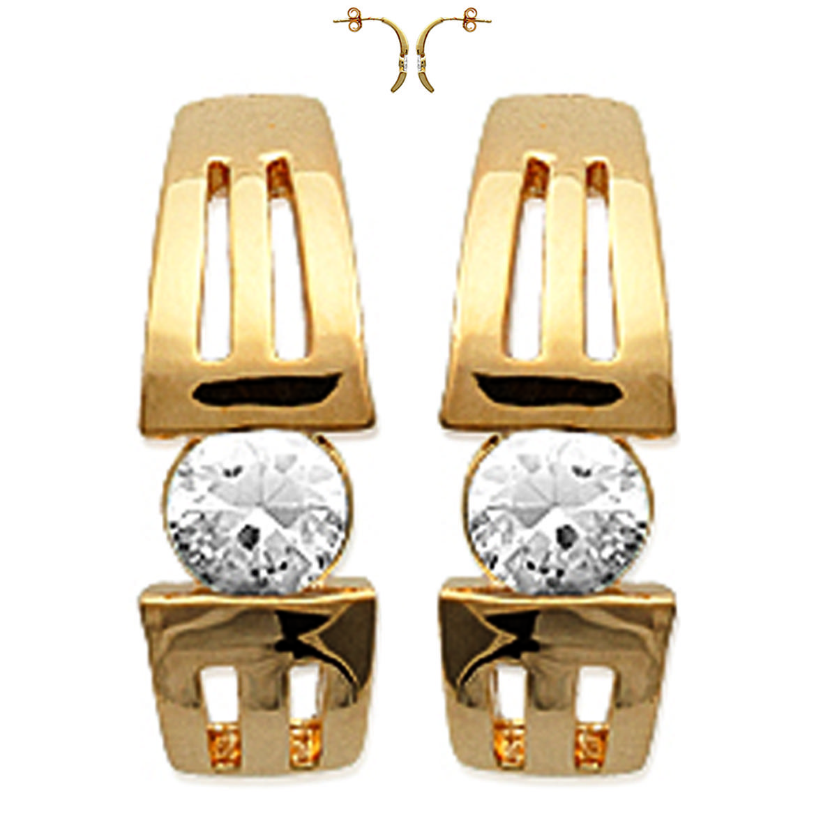 

Les Trésors De Lily [J6026] - Позолоченные полуобручи Goddess Golden White - 15x5 мм